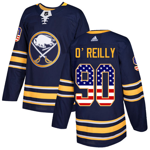 Adidas Sabres #90 Ryan O'Reilly Navy Blue Home Authentic USA Flag Stitched NHL Jersey